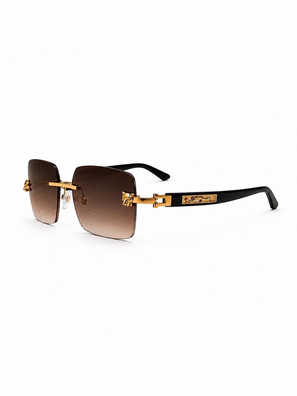 Cartier Brown Gradient Rimless Sunglasses with Gold Accents - Picture 3 of 3